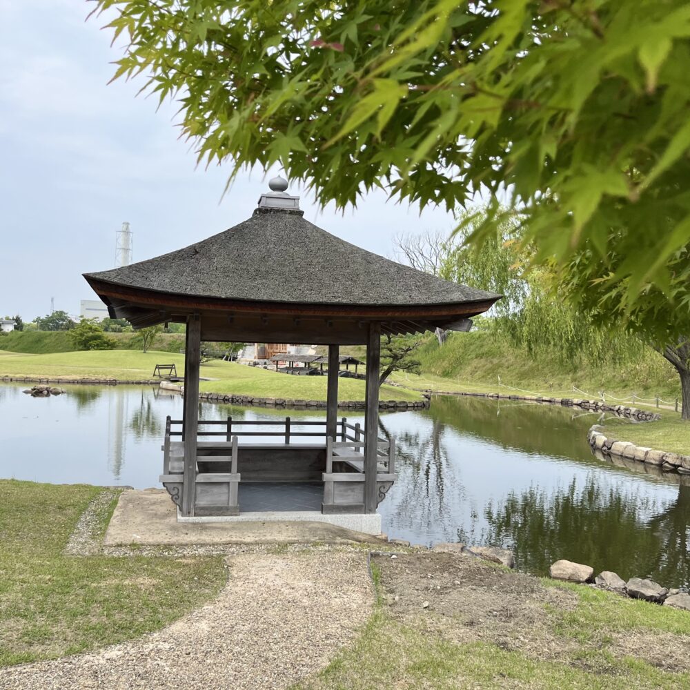 赤穂城跡 二之丸庭園の東屋。休憩場所にもなっています。
